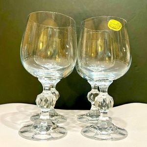 Set of 4 Vtg Bohemia Crystal wine glasses